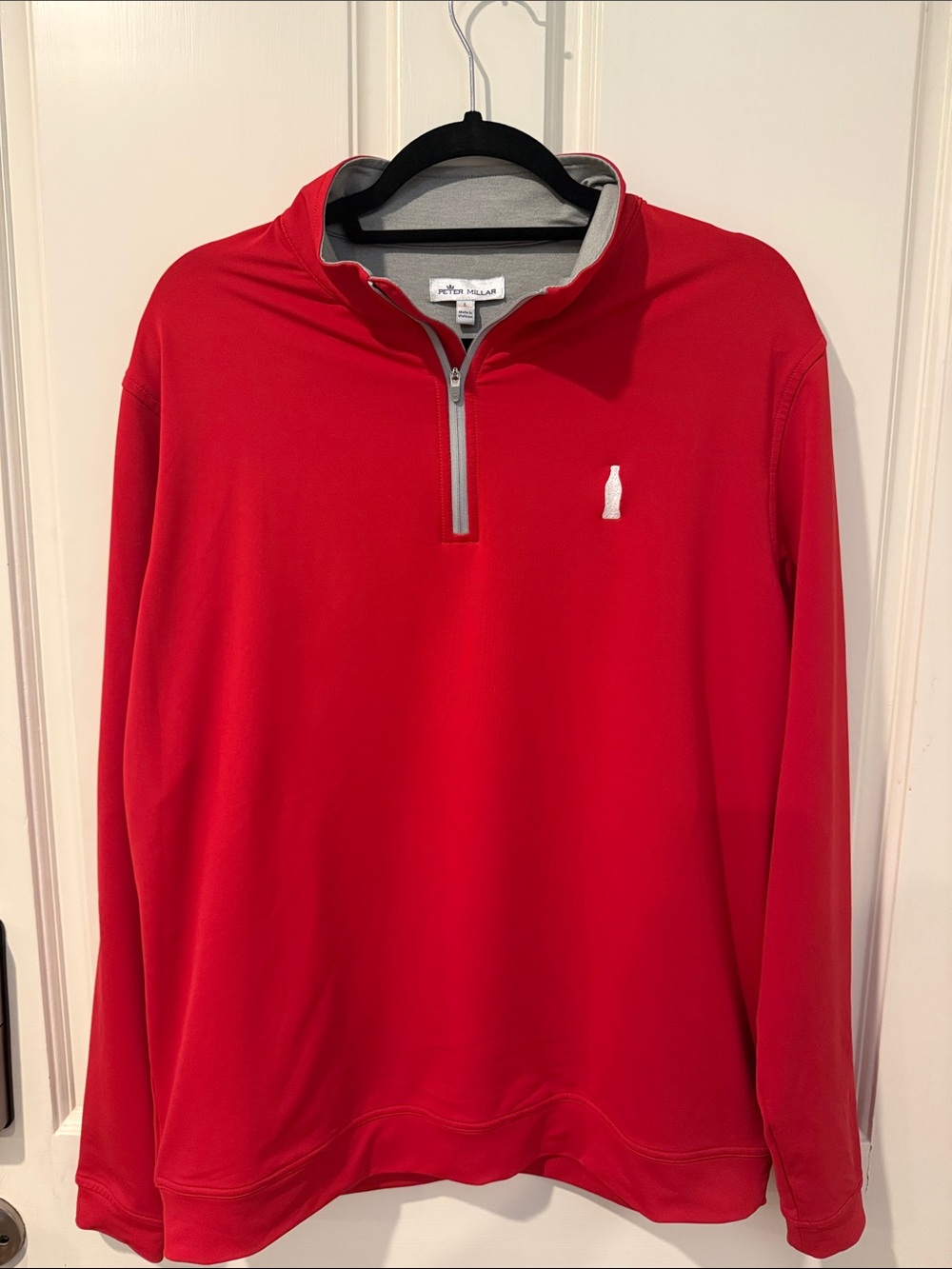 Peter Millar Red Half-Zip Pullover with Contrast Trim